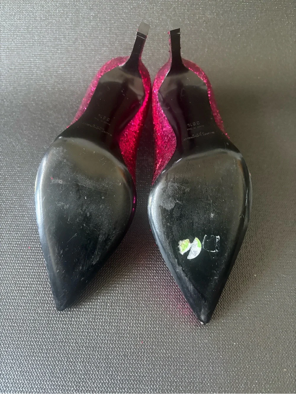 Saint Laurent Glitter Fuchsia Pointed-Toe Pumps - Women